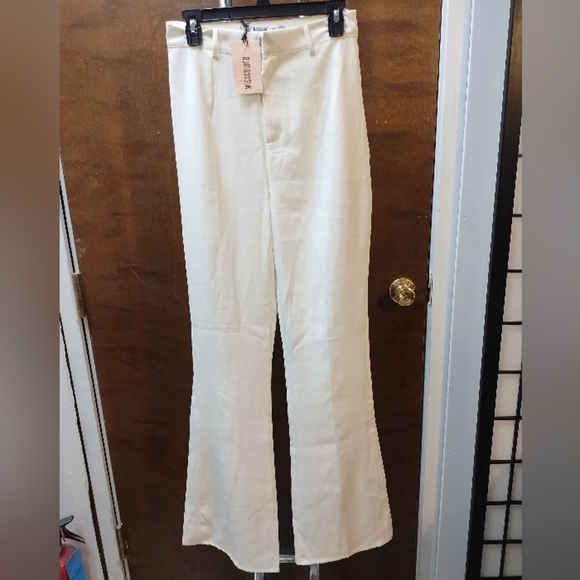 Missguided Tall White Crepe Wide Leg Trousers, White Women's pants - Picture 2 of 8